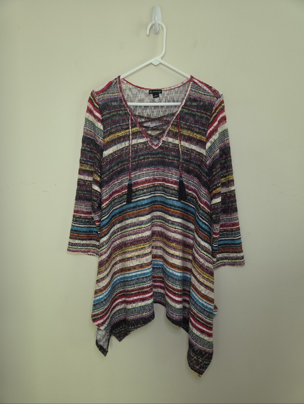 Women's New Directions Multicolor 3/4 Sleeve Boho Tunic Top Sz 2X